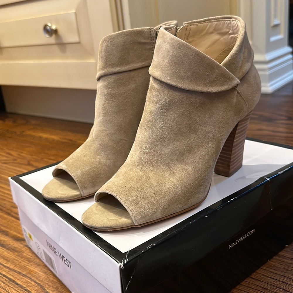 Nine West Suede Peep Toe Booties